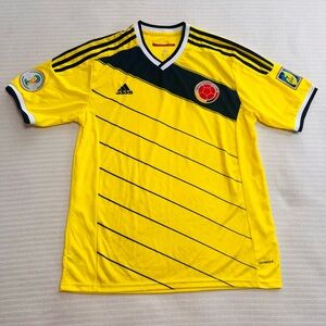 Adidas Men's Colombian national jersey official World Cup Brazil patches *RARE